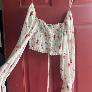 floral off shoulder crop top